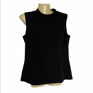 Jenne Maag Blouse Sleeveless Shell Back Zipper Top Career Classic Black Medium